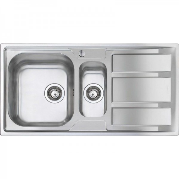 Delta inox lavello a 2 vasche con gocciolatoio a destra, acciaio inox