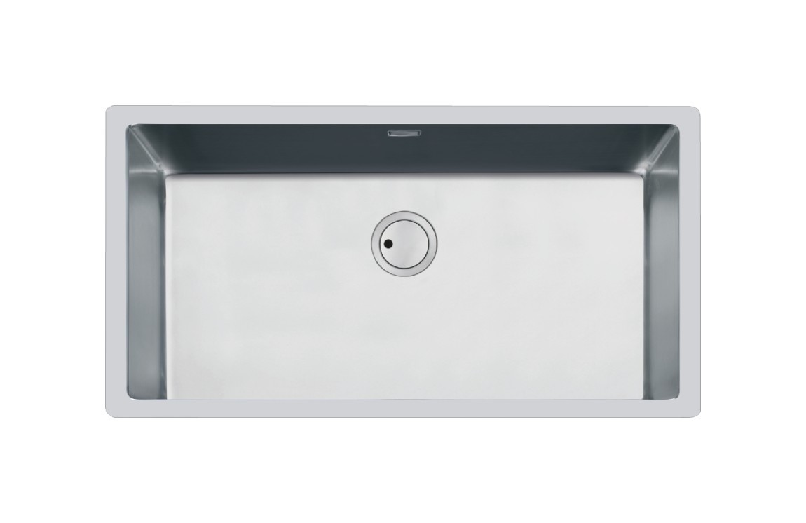 Foster 3358 850 - 3358850 Lavello Monovasca Sottotop S4001 - Base 90 cm -  Acciaio Inox Satinato - Dimensioni 840 x 440 mm - Vasca: 800 x 400 mm -  Incasso: 800 x 400 - Piletta SPACE - Lavelli Monovasca - Lavelli inox  incasso - Elettrodomestici da Incasso