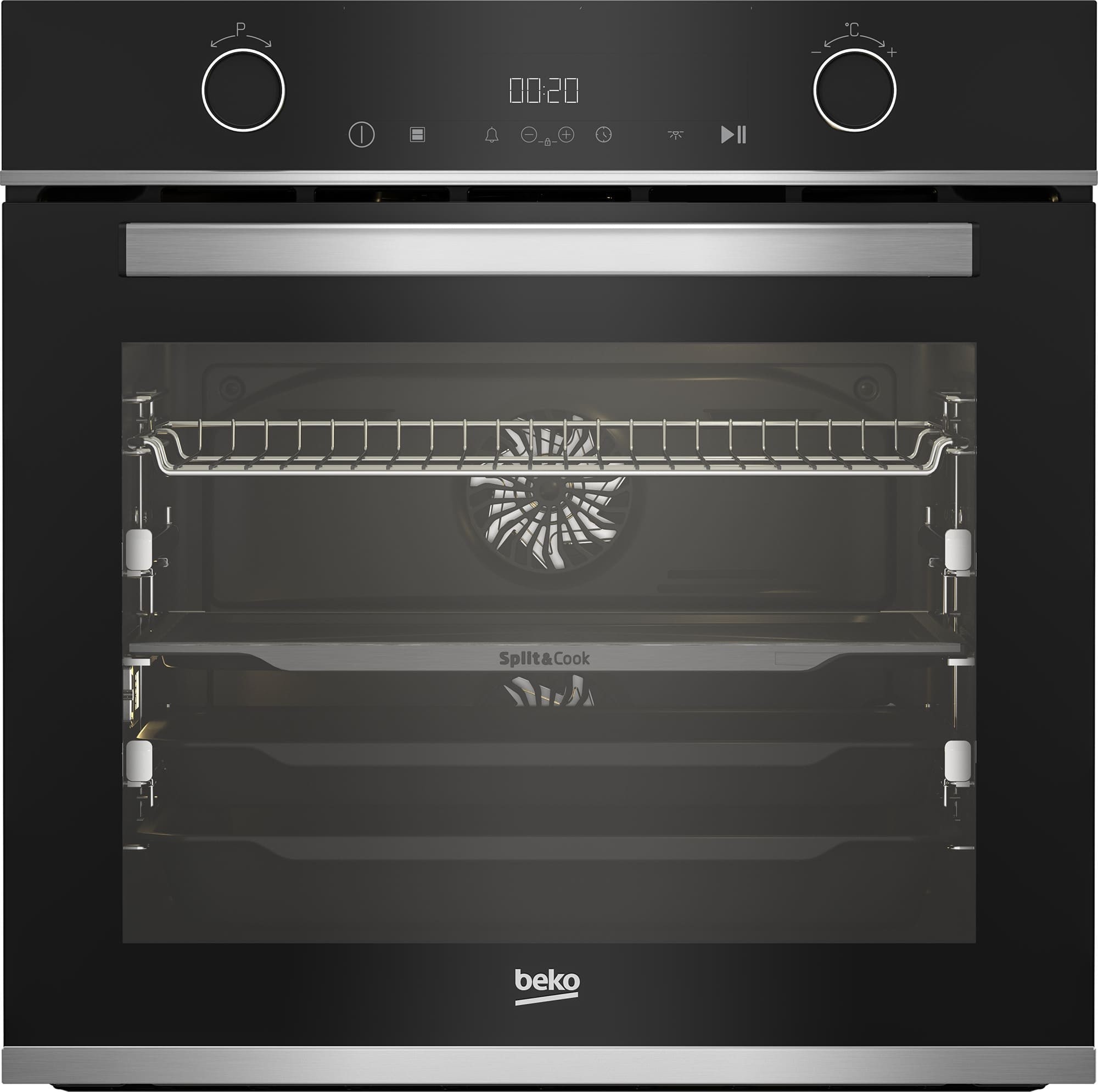 BEKO BBVM13400XDS - Forno da incasso multifunzione da 60 cm -  Termoventilato - Classe A+ - Nero - 72 Lt - 14 Funzioni - Funzione Pizza -  Split&Cook - Forni elettrici - Forni incasso - Elettrodomestici da Incasso