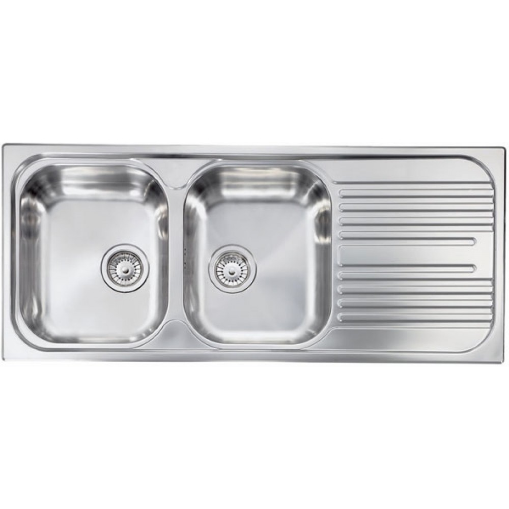 Lavello da Incasso 2 Vasche con gocciolatoio a Destra 116 x 50 cm Sopratop  Acciaio Inox satinato CM ATLANTIC 010547.S1.01.2016 - 010547SCSSX - Lavelli  2 vasche con gocciolatoio - Lavelli inox incasso - Elettrodomestici da  Incasso