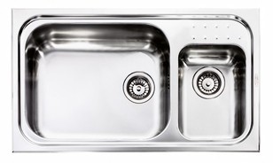 CM 011114 SCSSP LAVELLO INOX PUNTO PLUS 86 x 50 CM - 2 VASCHE - VASCA  GRANDE 50 CM