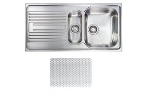 Lavello inox 2 vasche con mobile sottolavello 80x50 — Bagnochic