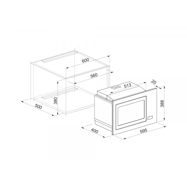 Elleci FKSP28197WS Forno microonde da incasso cm. 60 h. 39 - keratek -  light grey