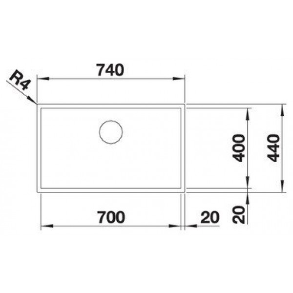 Lavello Blanco Sottotop ANDANO 700-U - 1518614 - Monovasca 70 x 40 Cm -  Acciaio Inox