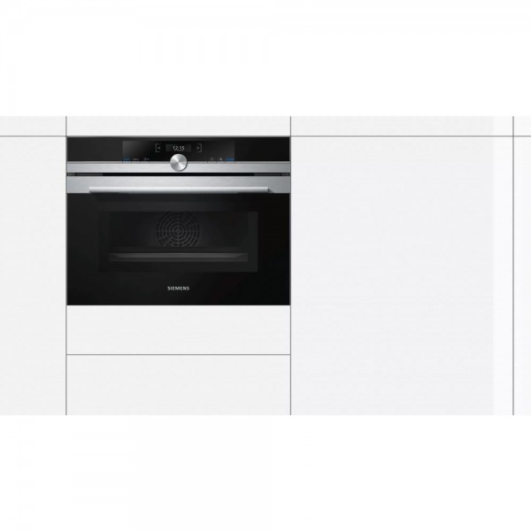 Siemens CM633GBS1 Forno da Incasso Multifunzione Elettrico Compatto  Combinato con Microonde iQ700 - Acciaio inox - 45 litri - varioSpeed -  Display TFT - Aria calda 4D - softMove - Grill 