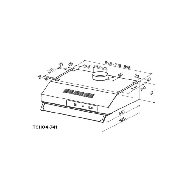 Faber 300.0557.490 TCH04 PLUS BK19A 741 - Cappe integrate con frontalino 90  cm - Cappe incasso - Elettrodomestici da Incasso