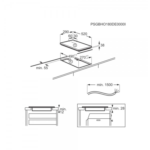 ELECTROLUX LHR3233CK Piano cottura Elettrico Domino larghezza 29 cm  Vetroceramica Nero - 2 Zone