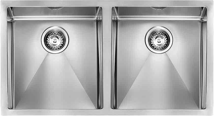 Lavello da Incasso 2 Vasche con gocciolatoio a sinistra 117 x 51 cm Filotop  Acciaio Inox satinato CM CRISTAL FILOTOP 010047DCSSP - Lavelli 2 vasche con  gocciolatoio - Lavelli inox incasso - Elettrodomestici da Incasso